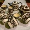Brown and White pacifica styled tea set