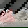 Pink and white swans