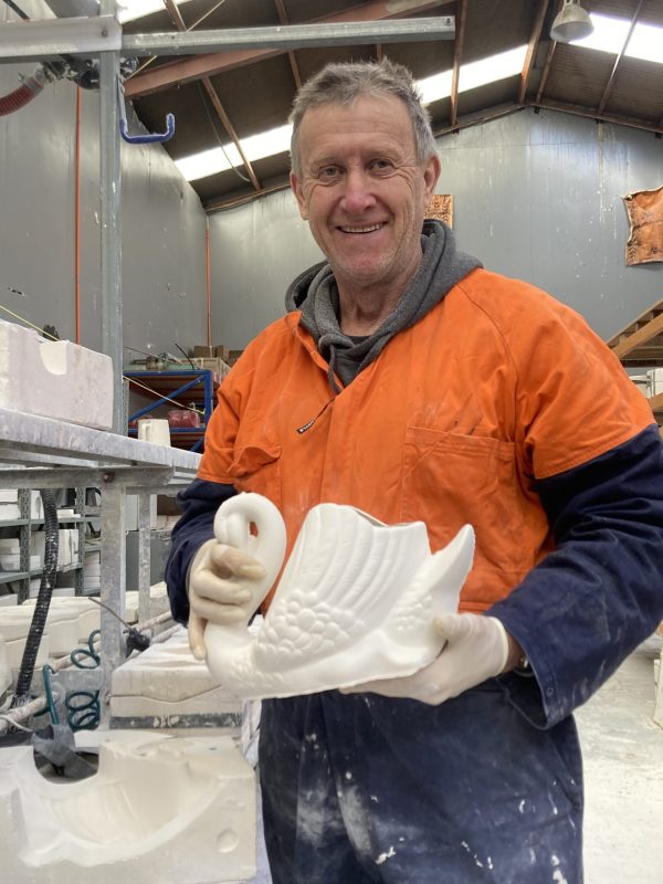 Mathew Nisbet creating a Crown Lynn Swan