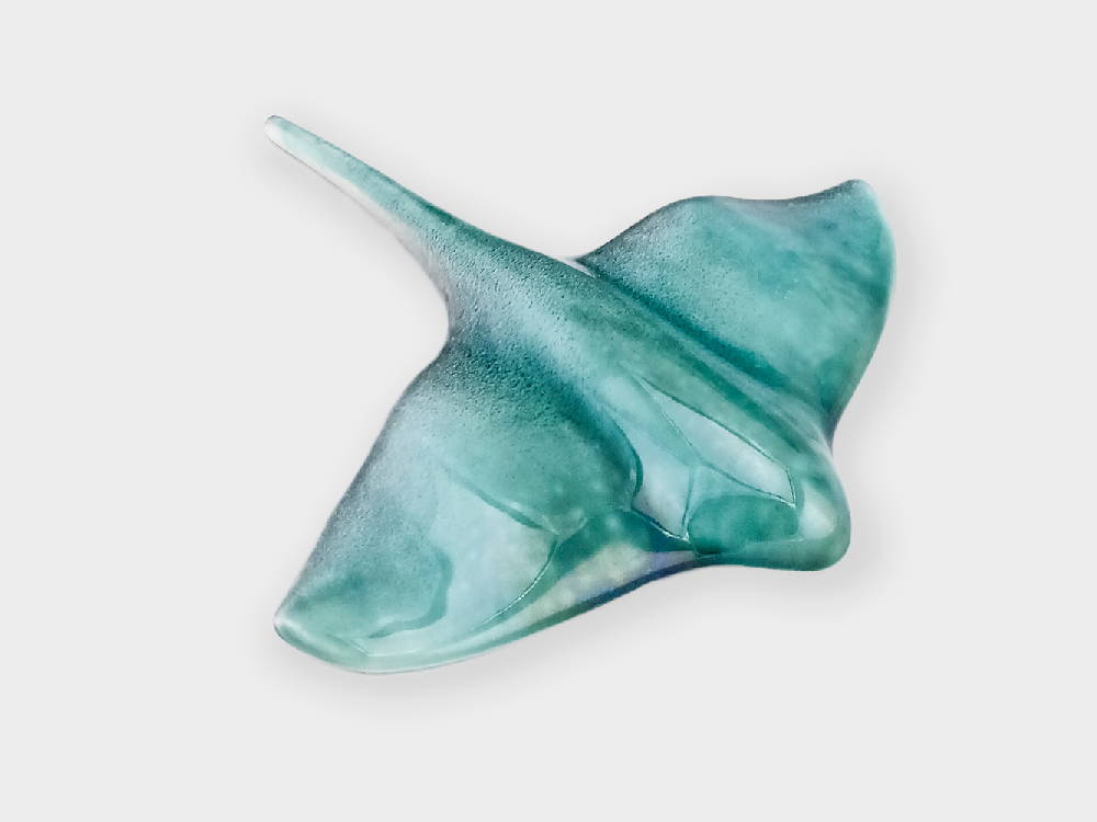 Small stingray, blue grey. Stingray wall art, large and small, blue grey. Made by Crown Lynn Kiwi.