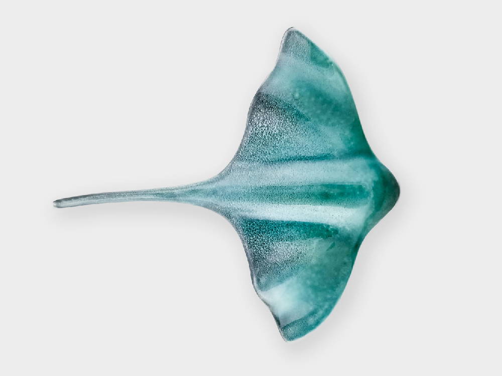 Stingray wall art, blue grey. Made by Crown Lynn Kiwi.