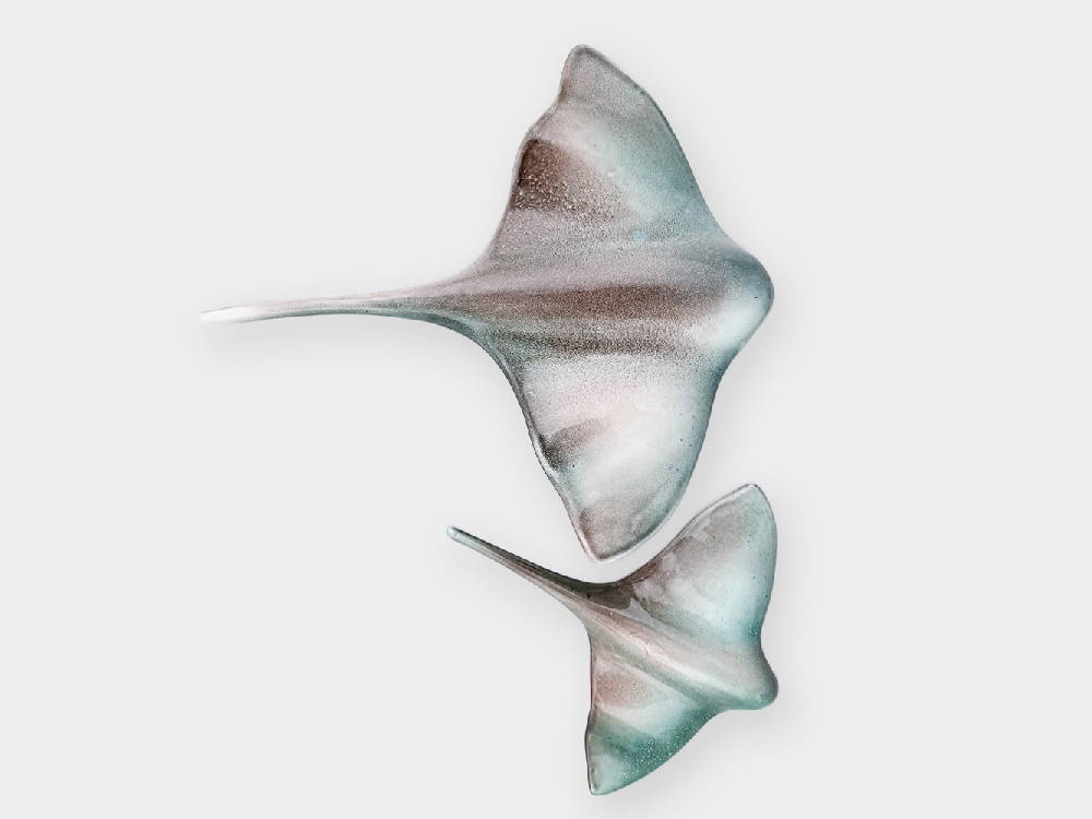 Stingray wall art, green grey, big and small. Stingray wall art, green grey, big and small. Made by Crown Lynn Kiwi.